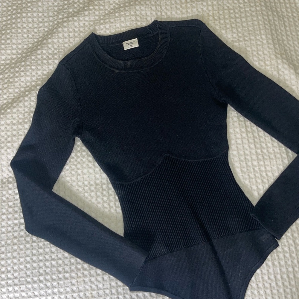 Black Long Sleeve Sweater Contour Bodysuit